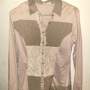Dorabella Stripe/Lace Detailed Blouse - XL